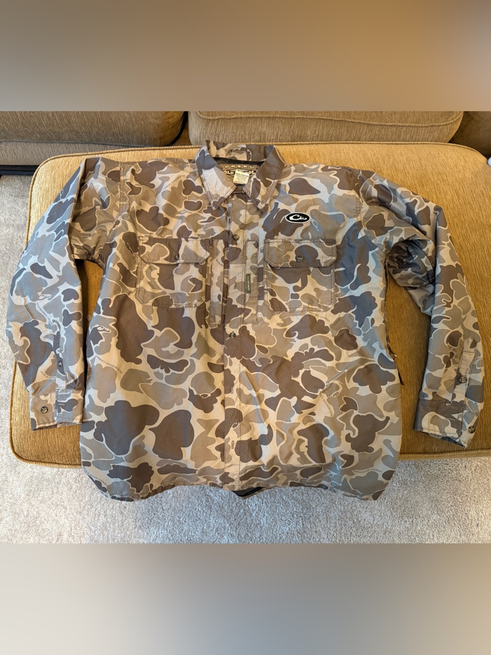 Drake Waterfowl Old School Camo Button Up Hunting Shirt Magnattach